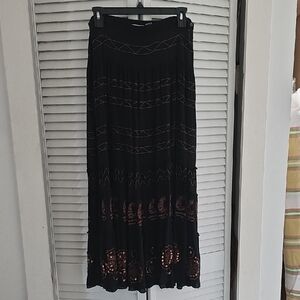Chico's Black Maxi Skirt Pleated Embellished Cocktail